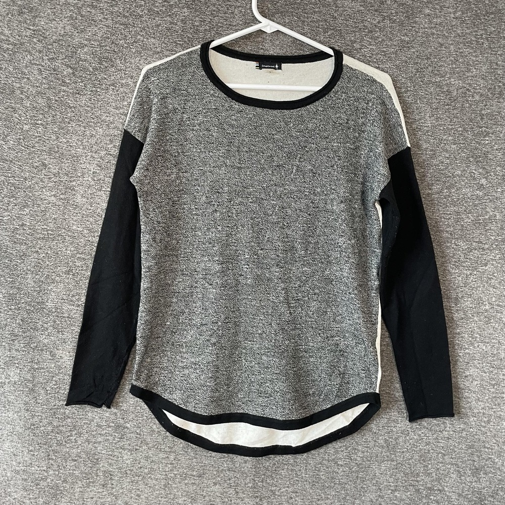 Smartwool Shirt Womens Small Gray Colorblock Long Sleeve Crew Neck Casual Top